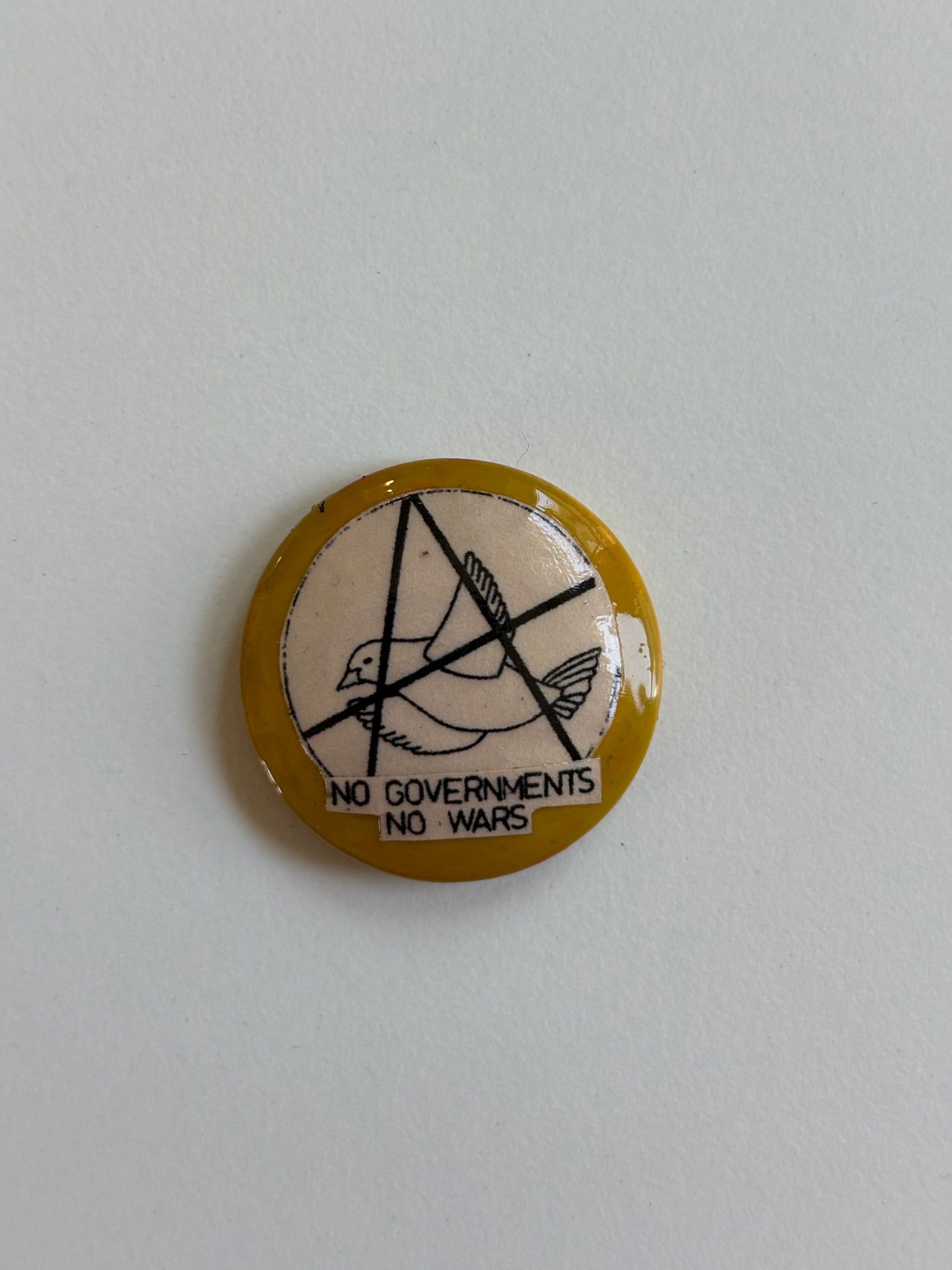 Ex Politician Button “No Governments No Wars” 1.125”