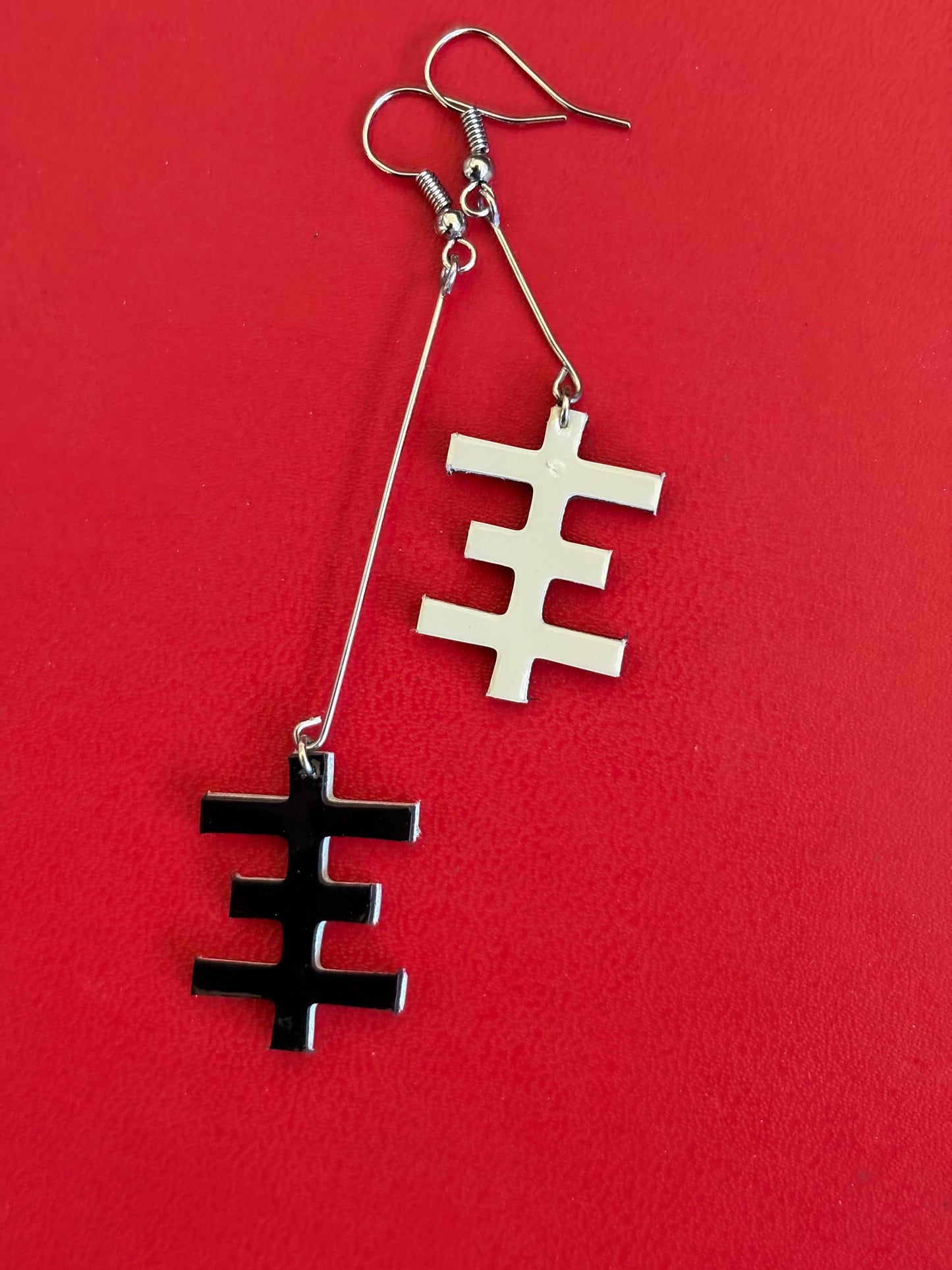 Patent Leather Psychick Cross Earrings