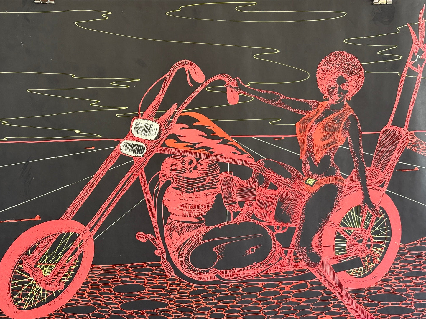 1971 “Black Biker Vixen” Blacklight Poster by Don Morgan Nice