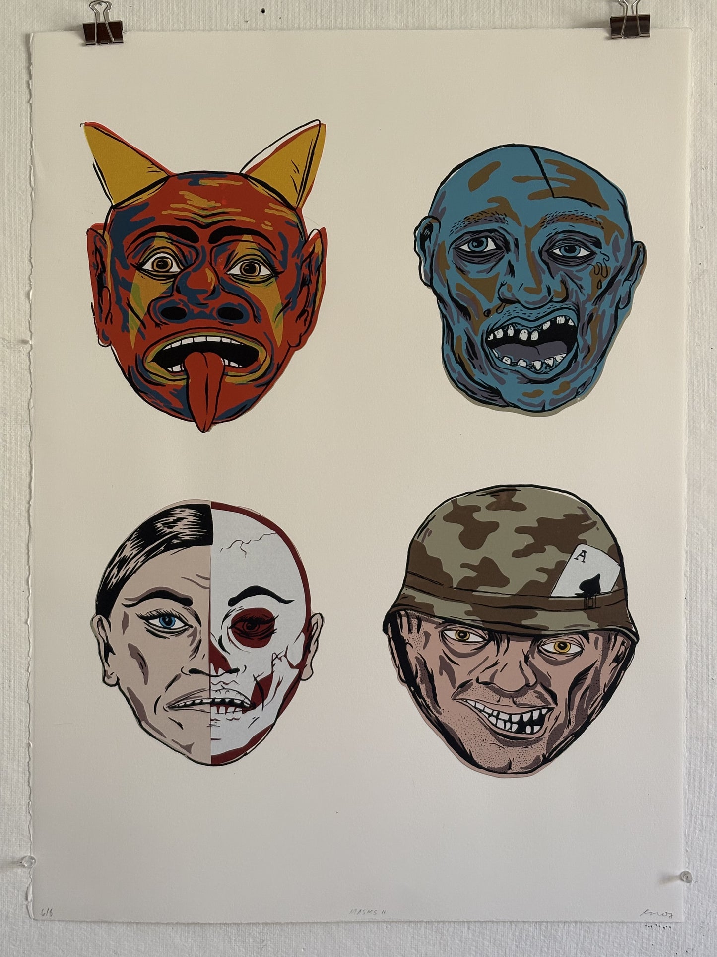 “Masks III” Screenprint by KNOX