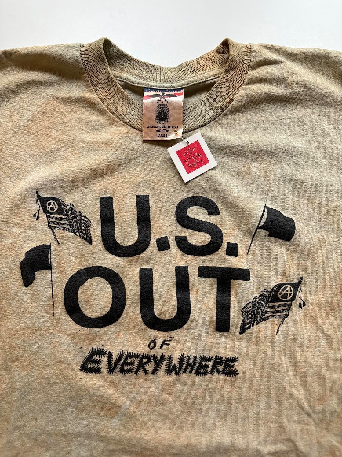 U.S. Out on Hand Dyed Brown Tee