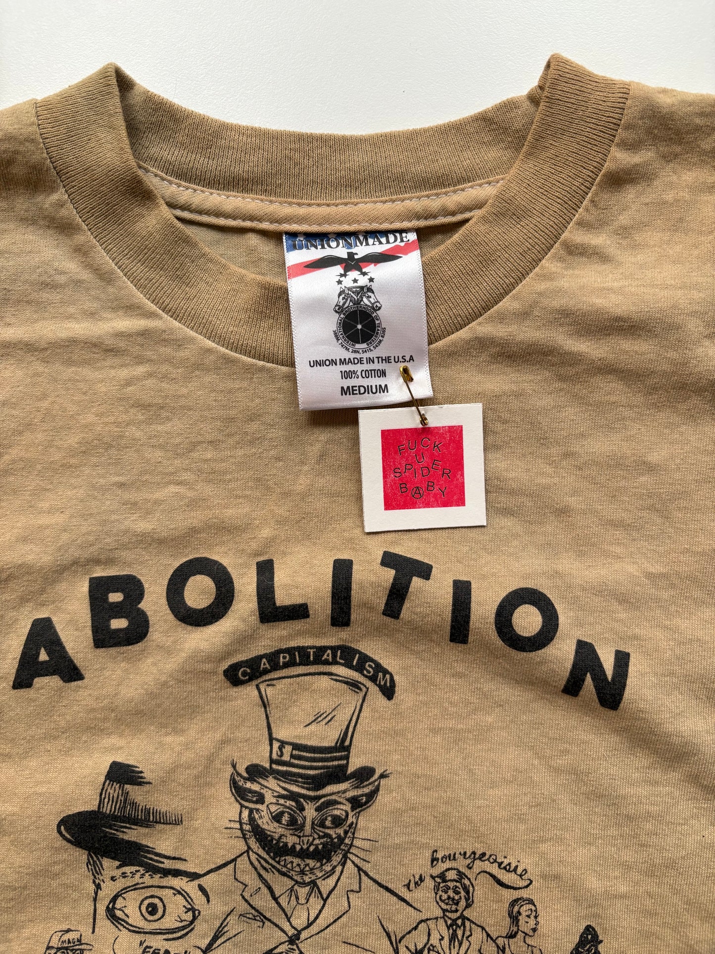 Abolition Now! on Brown Hand Dyed Tee