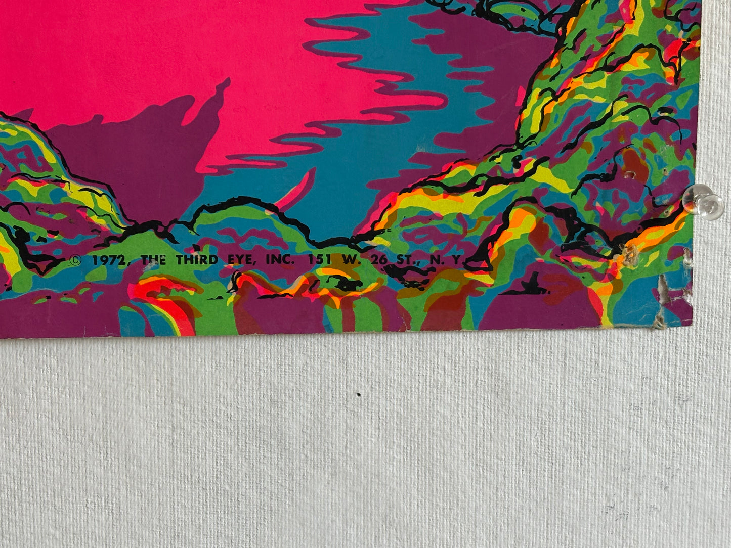 Third Eye Inc. #741 "Pillars of Dawn" by D'Uzes, 1970, and #230 "2000 Light Years From Home" by Michael Rhodes, 1970 Screenprinted Blacklight Posters