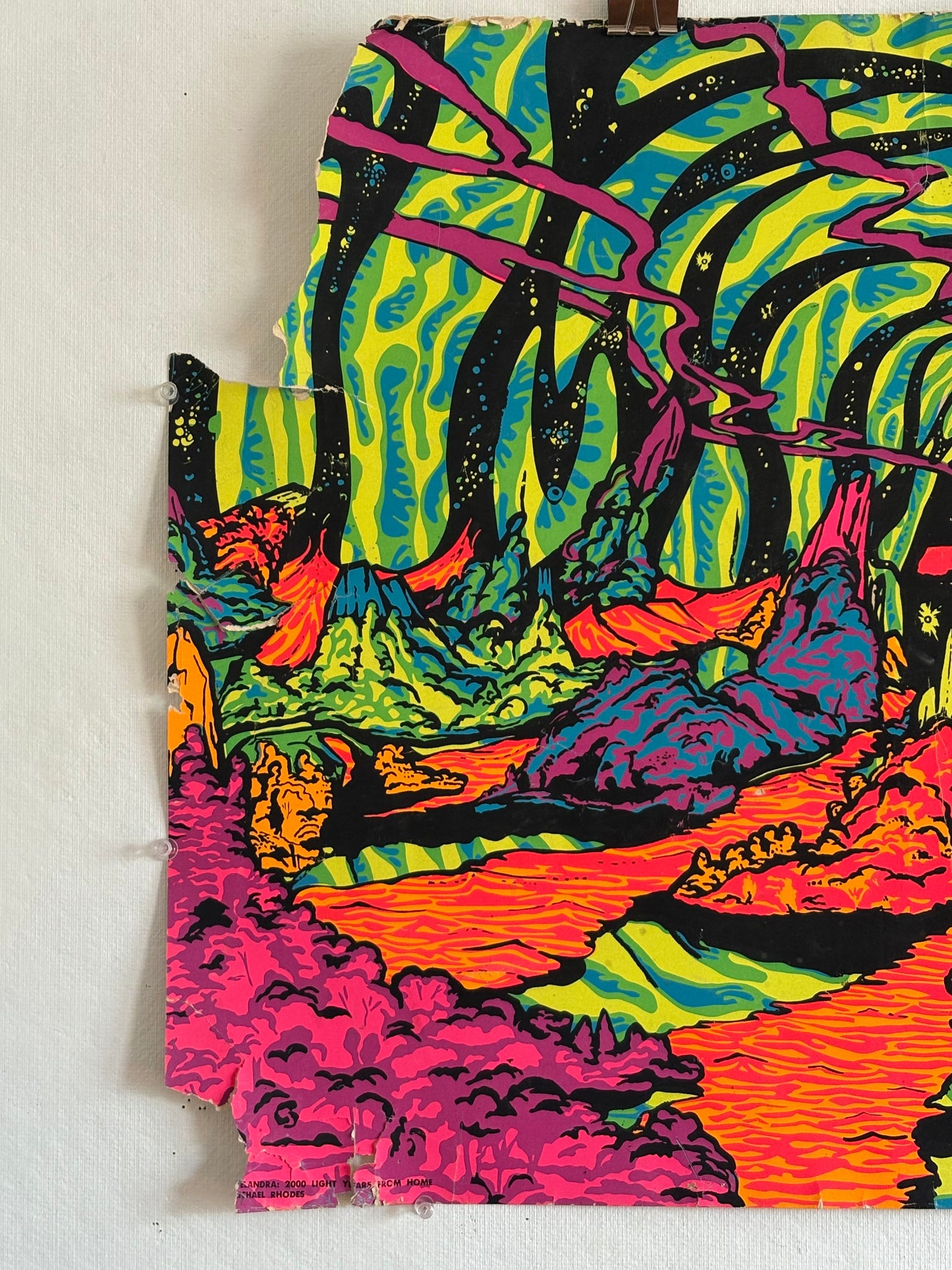 Third Eye Inc. #741 "Pillars of Dawn" by D'Uzes, 1970, and #230 "2000 Light Years From Home" by Michael Rhodes, 1970 Screenprinted Blacklight Posters