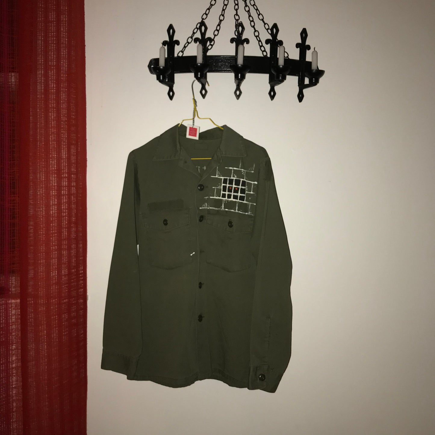 Karl Marx Quote Hand Painted Vintage Military Shirt S