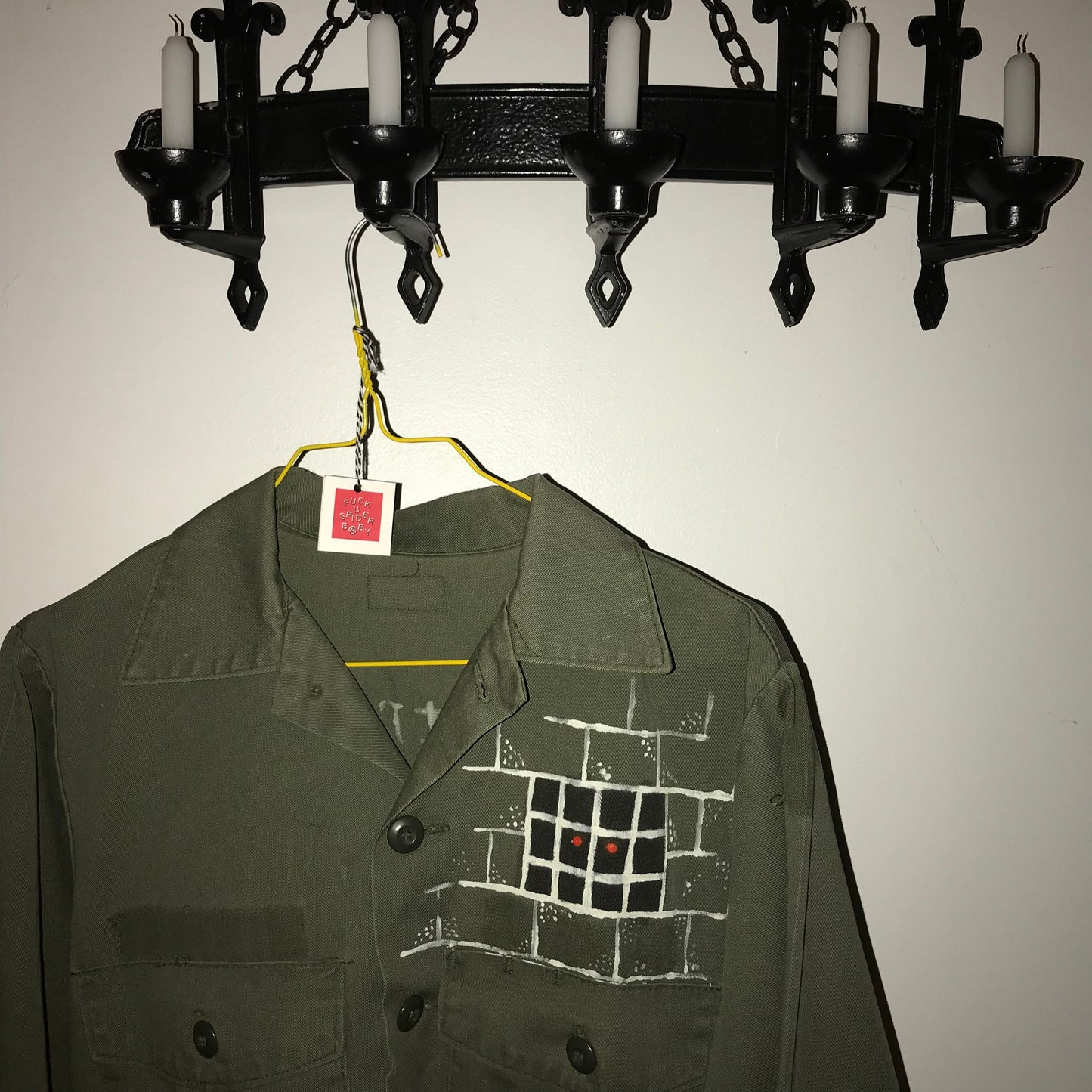Karl Marx Quote Hand Painted Vintage Military Shirt S