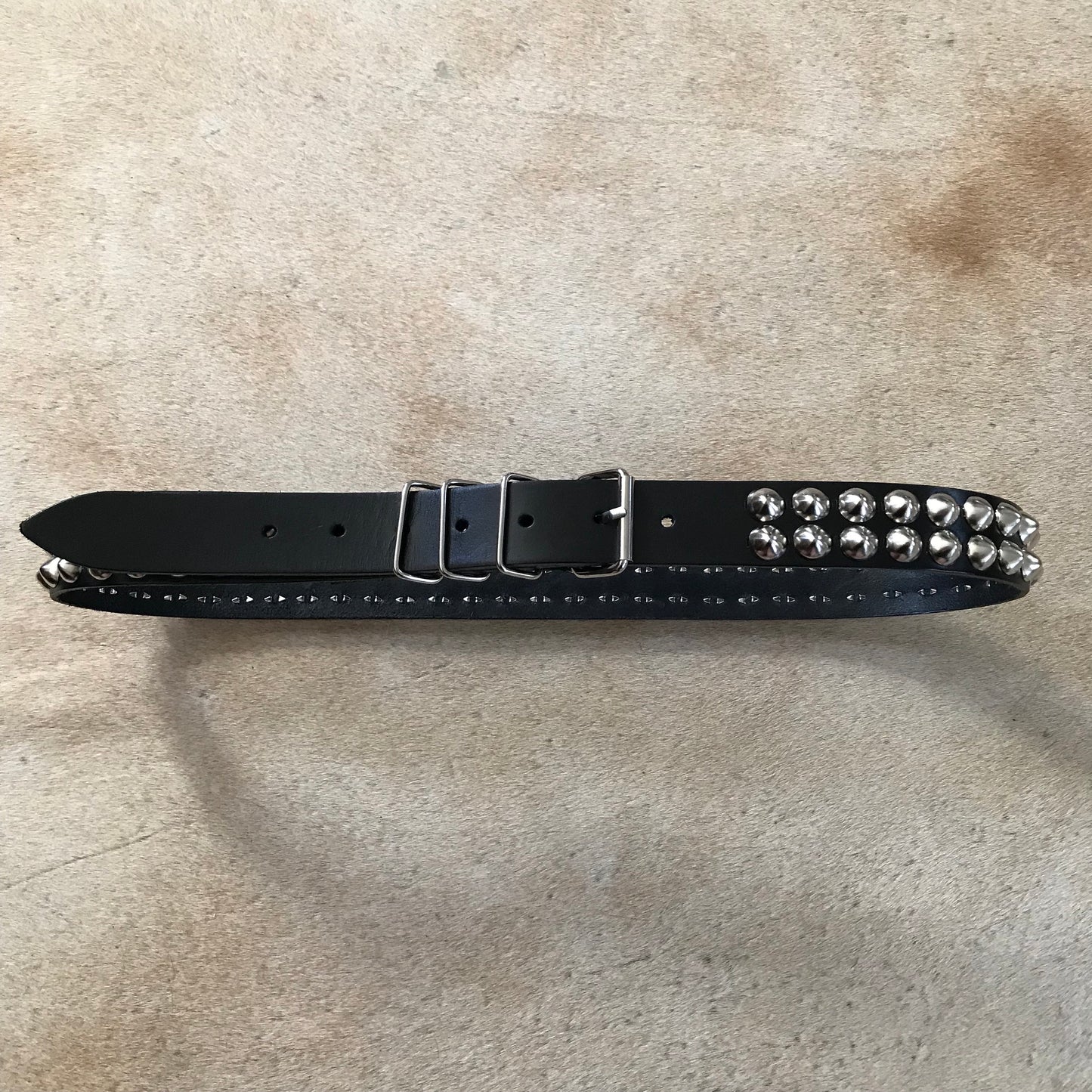 Black Leather English Cone Studed 1” Belt size 31/32 by TouchMBD