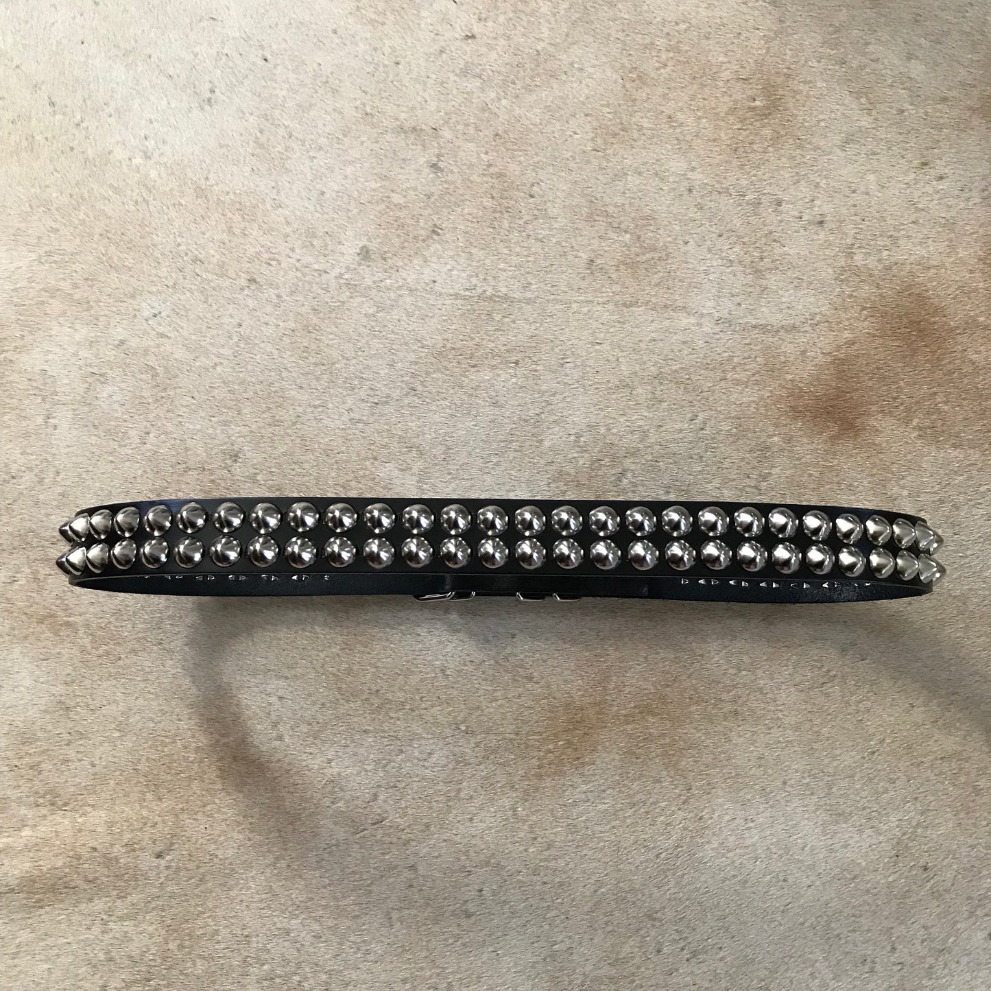 Black Leather English Cone Studed 1” Belt size 31/32 by TouchMBD