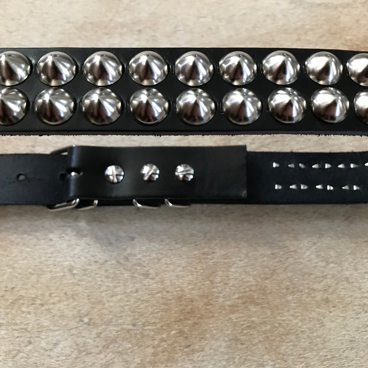 Black Leather English Cone Studed 1” Belt size 31/32 by TouchMBD
