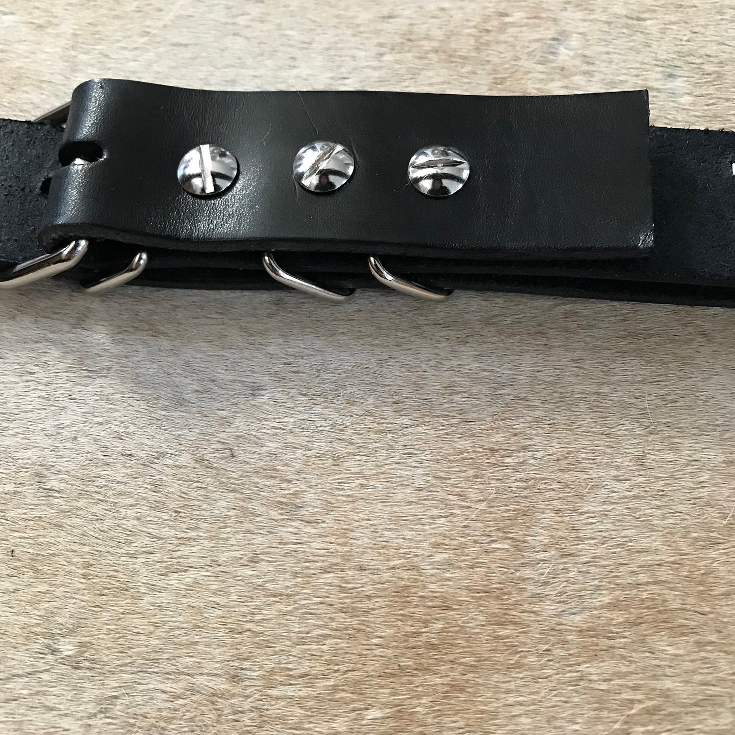 Black Leather English Cone Studed 1” Belt size 31/32 by TouchMBD
