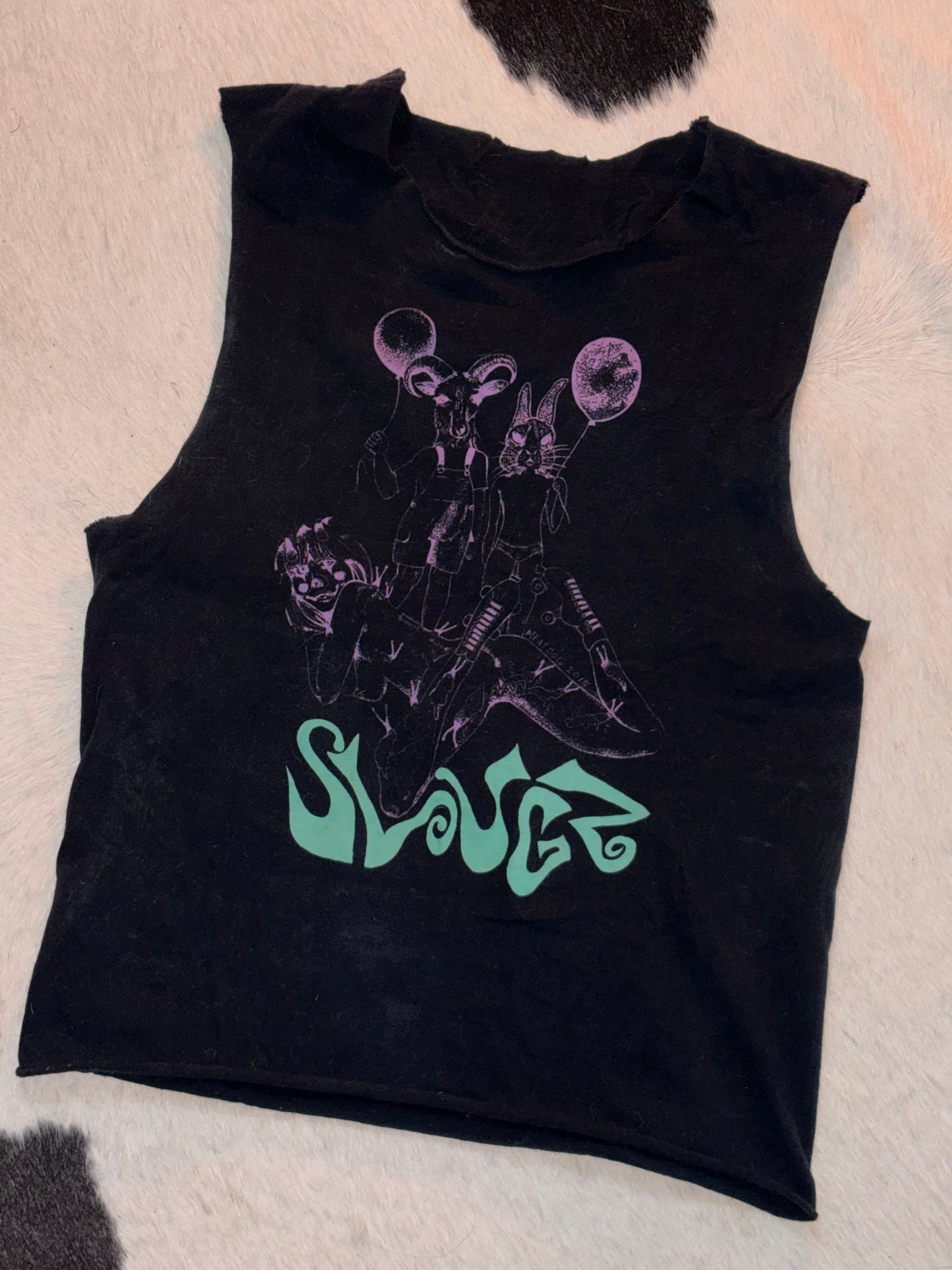 Slugz Shirt, Cutoff Sleeves on Black, Size S