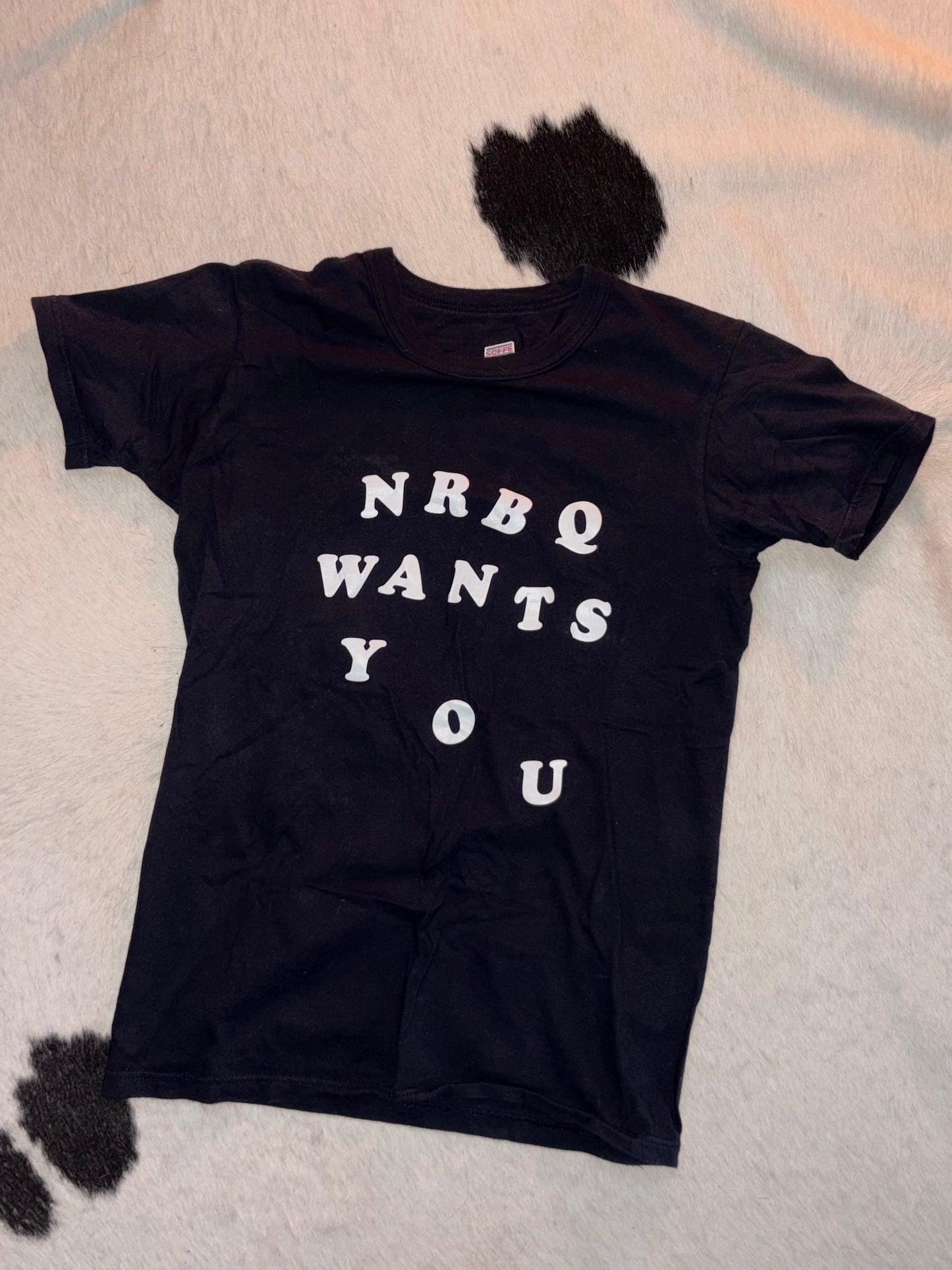 NRBQ Iron On Letters on Vintage Shirt, Size S