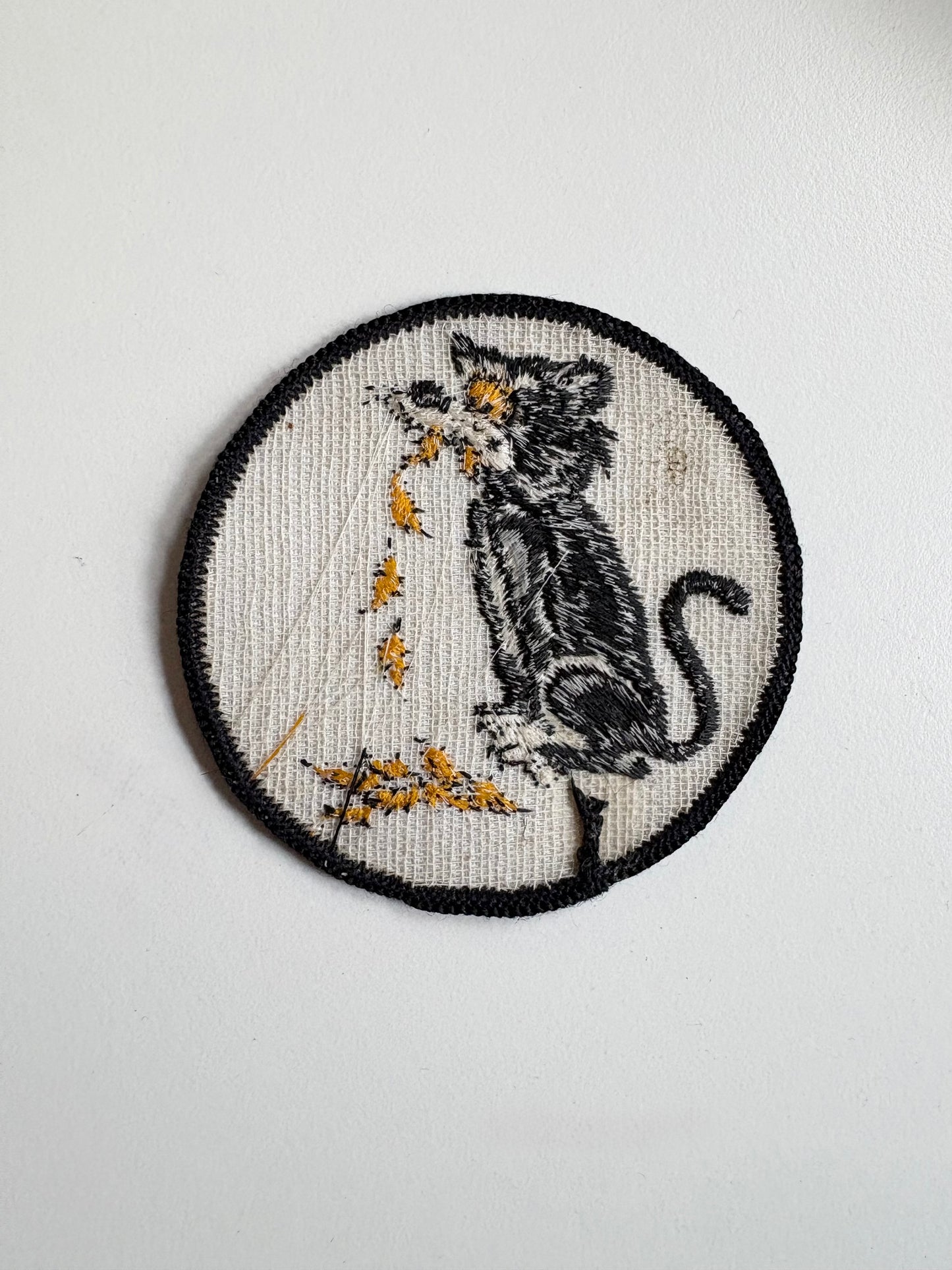 Vintage Cat Eating Canary Embroidered Patch