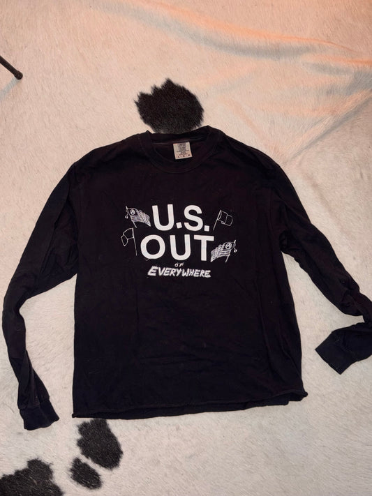 U.S. OUT by KNOX on L/S black comfort colors sz. L