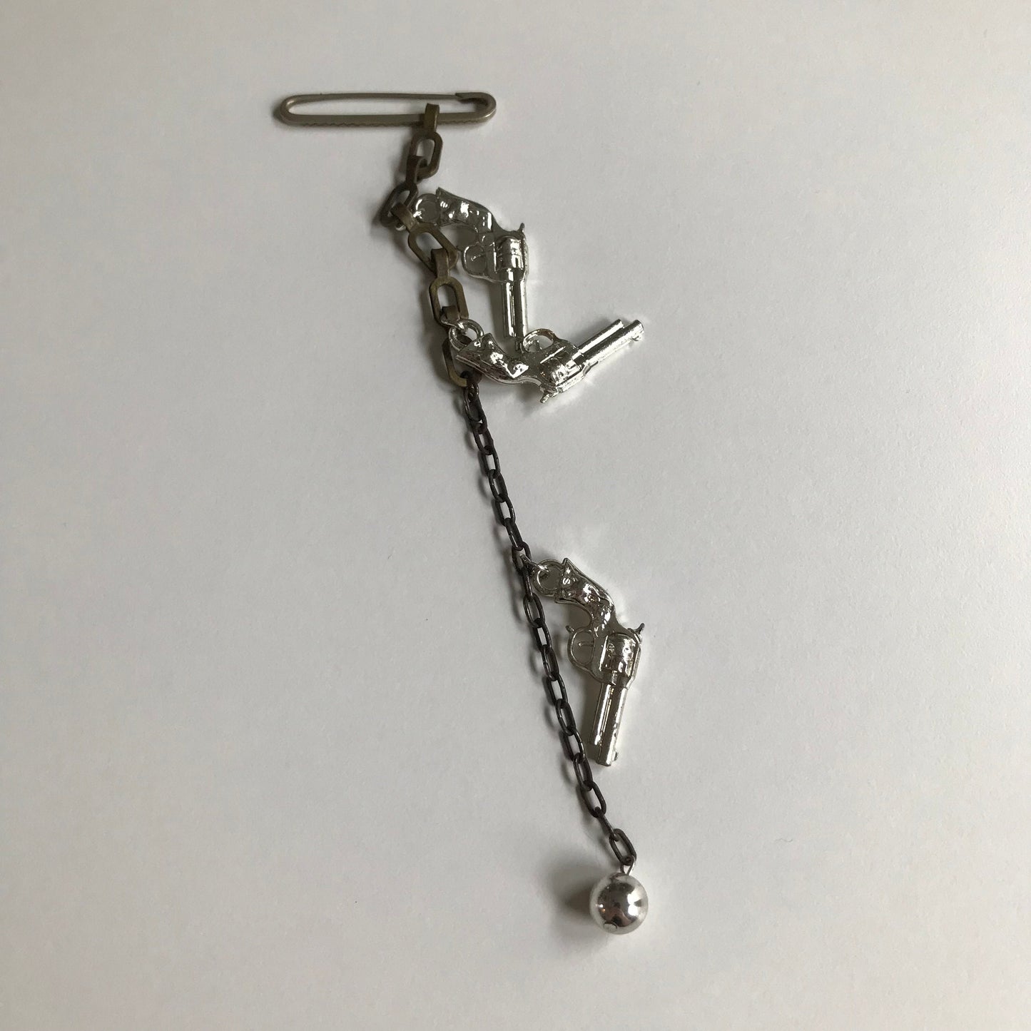 Handmade Punk Safety Pin & Cracker Jack Charm Brooch