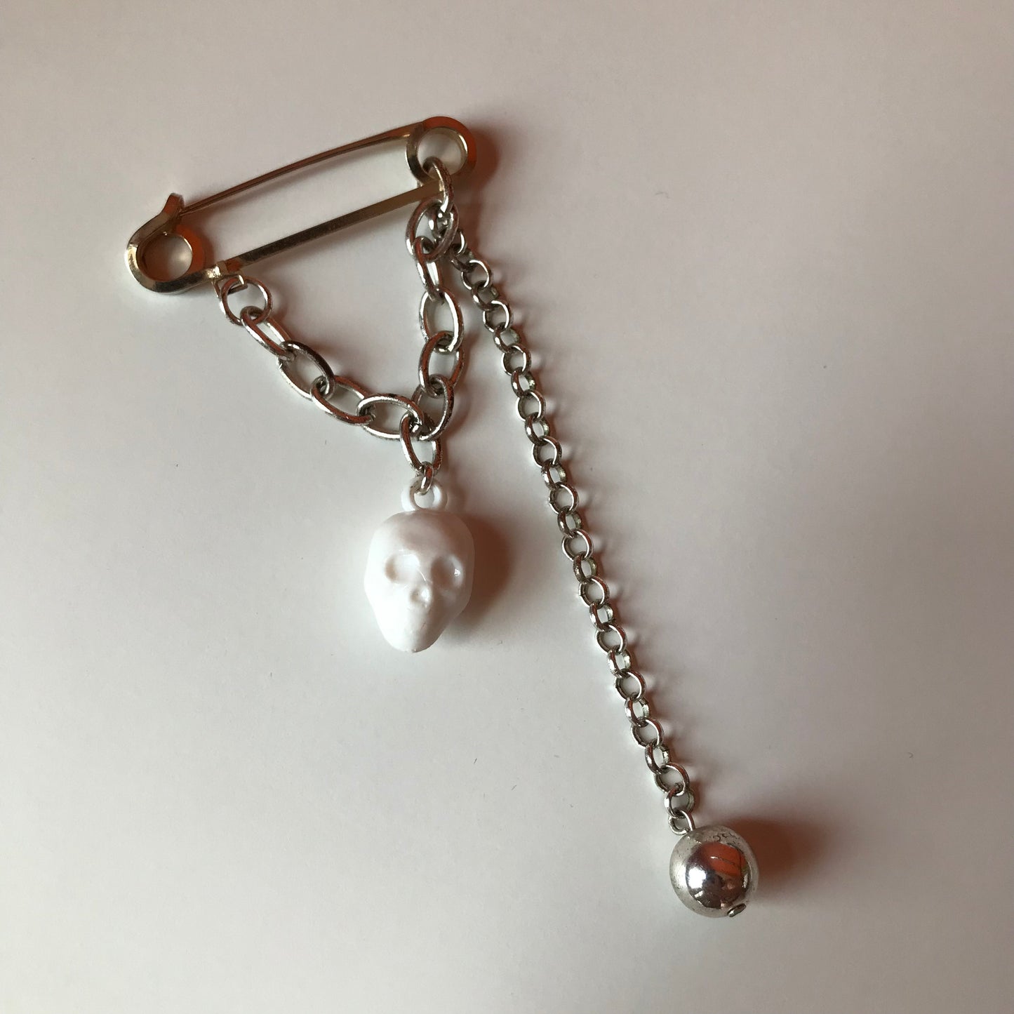 Handmade Punk Safety Pin & Cracker Jack Charm Brooch